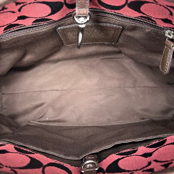 VINTAGE Coach Signature Monogram Leather trim Hand Bag - Picture 7 of 8